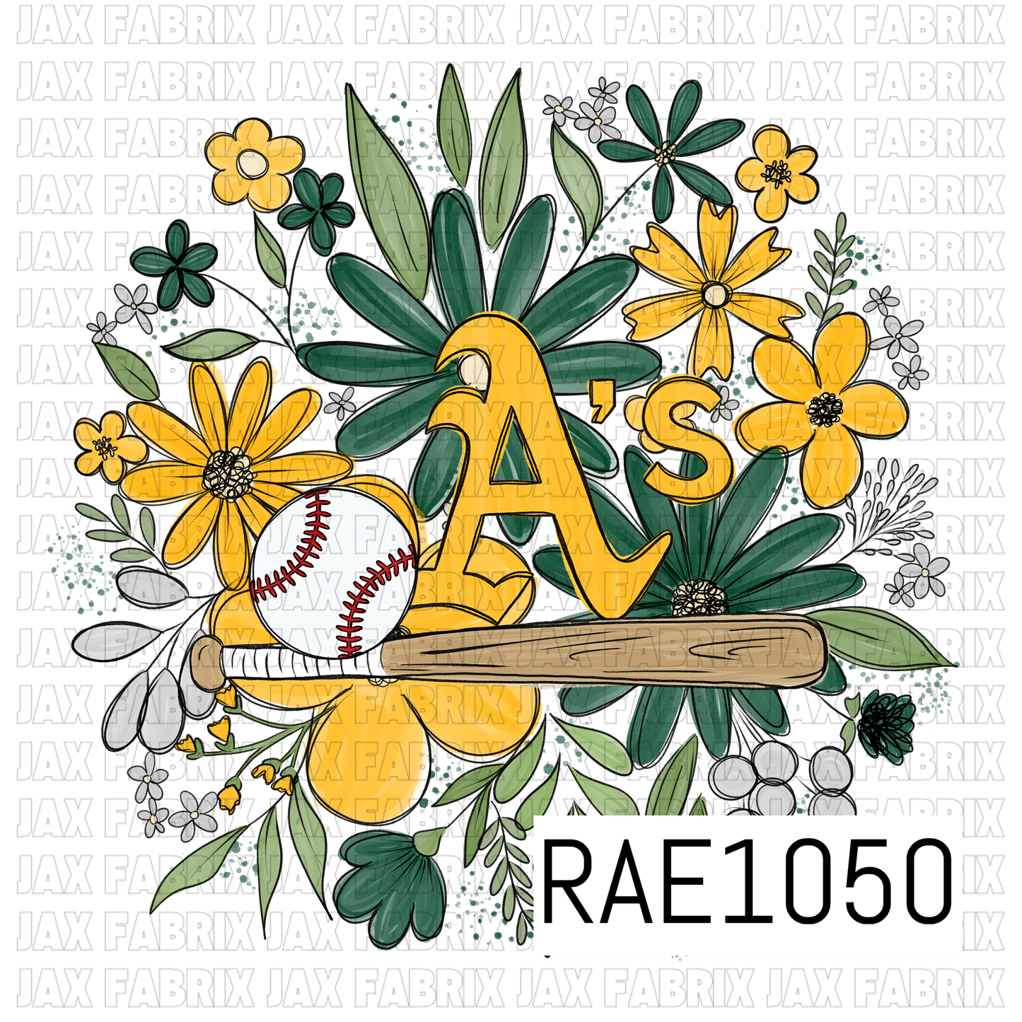 Athletics Floral Baseball PNG RAE1050