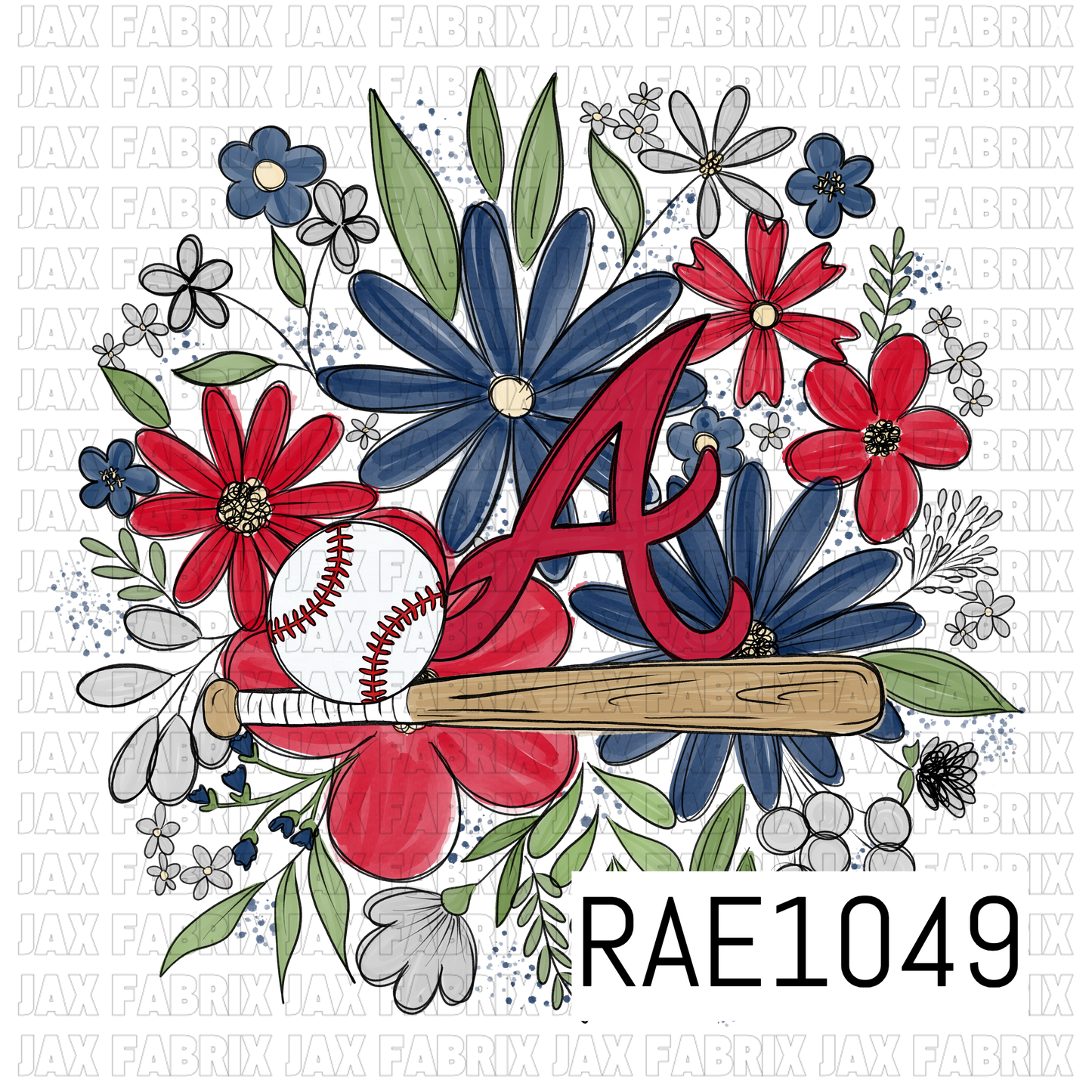 Braves Floral Baseball PNG RAE1049