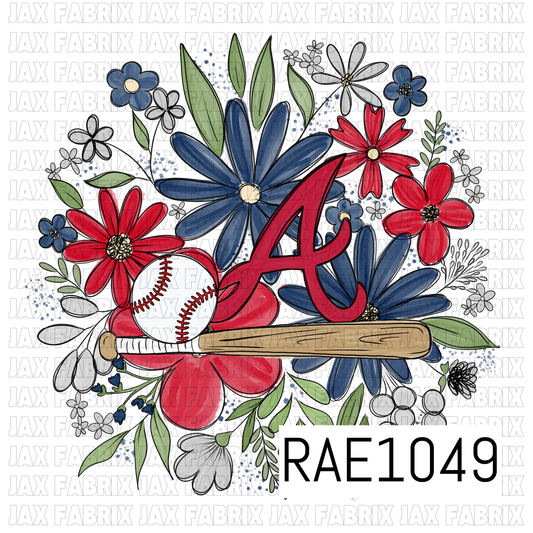Braves Floral Baseball PNG RAE1049