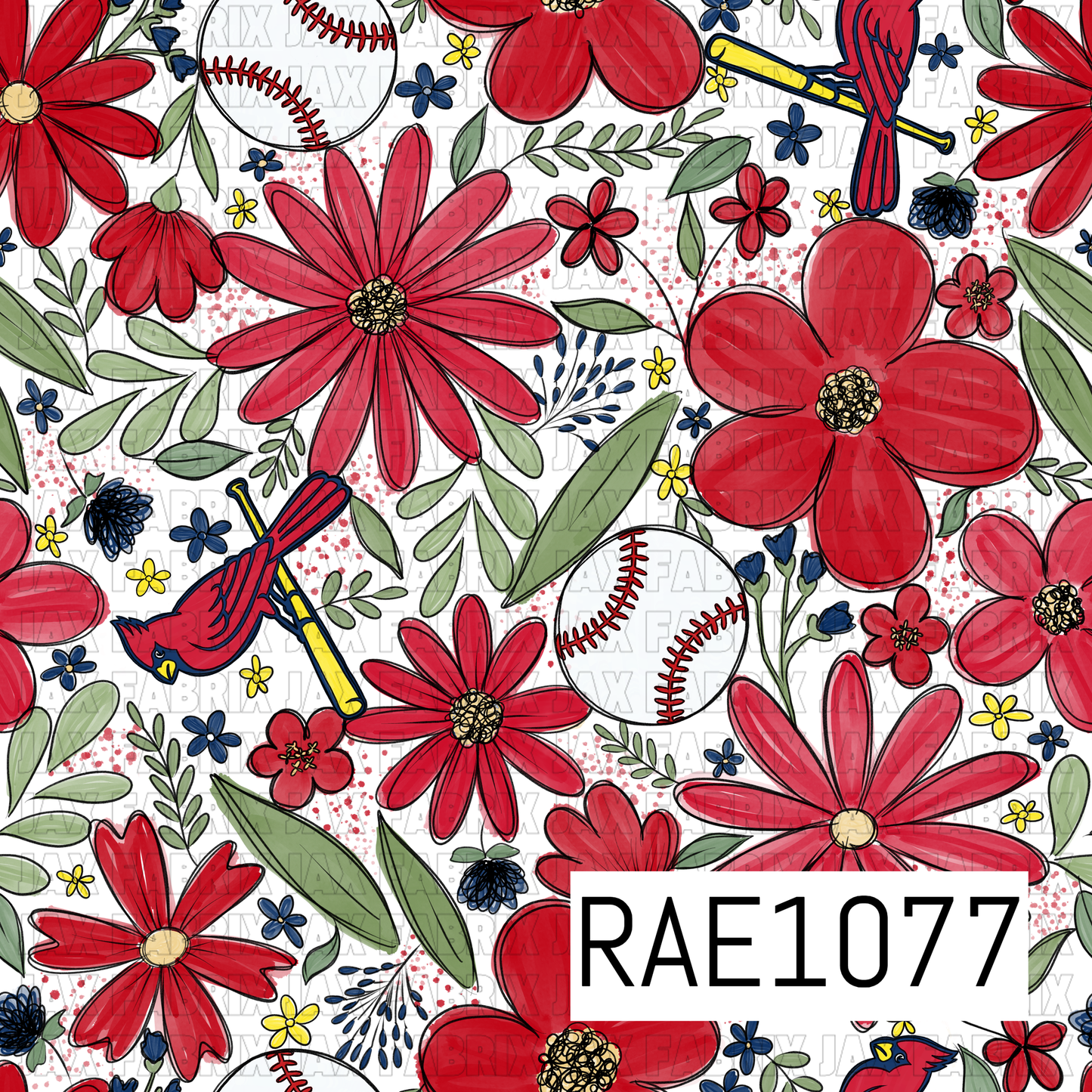 Cardinals Floral Baseball RAE1077
