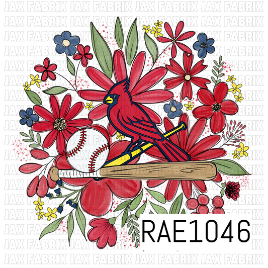 Cardinals Floral Baseball PNG RAE1046