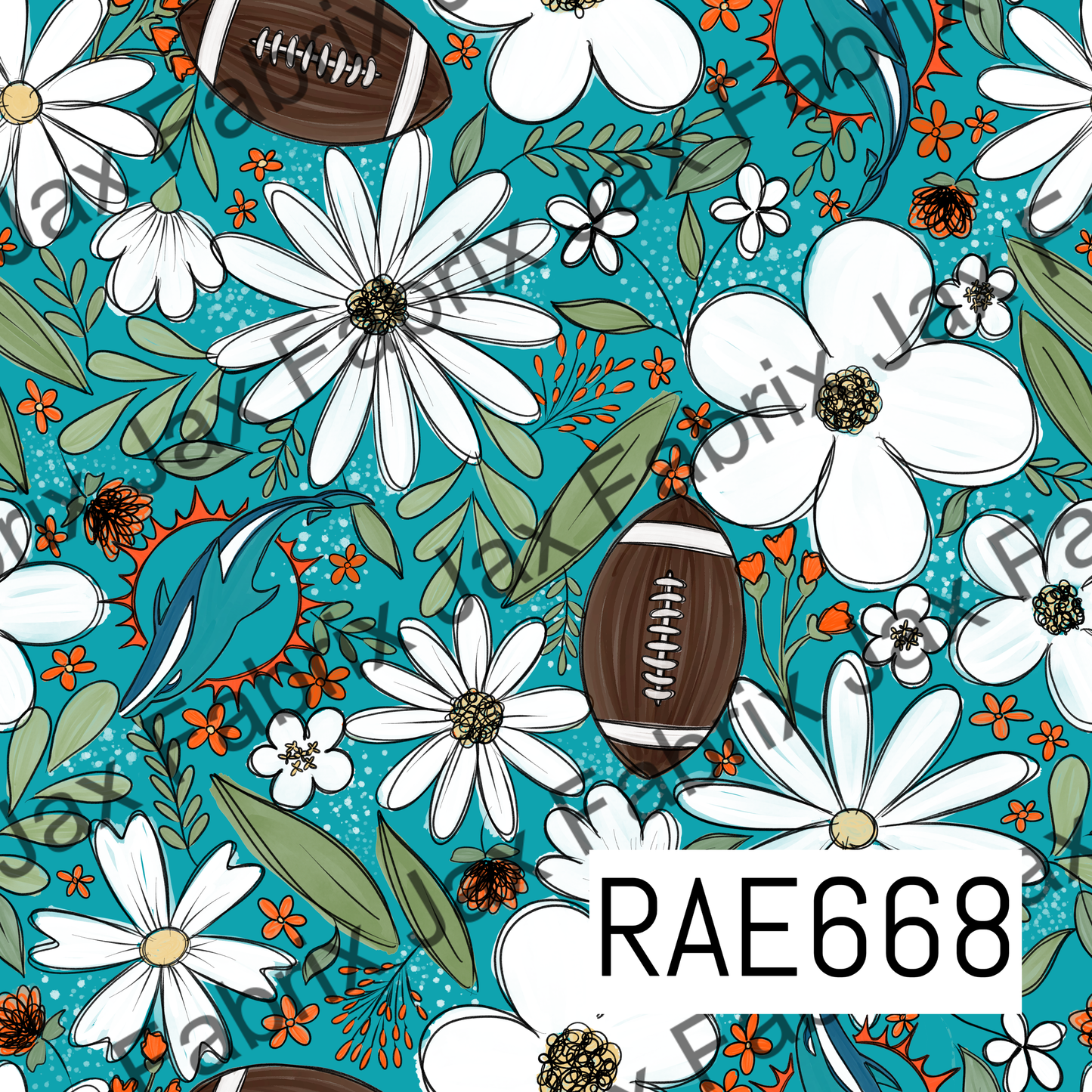 Dolphins Football Floral RAE668
