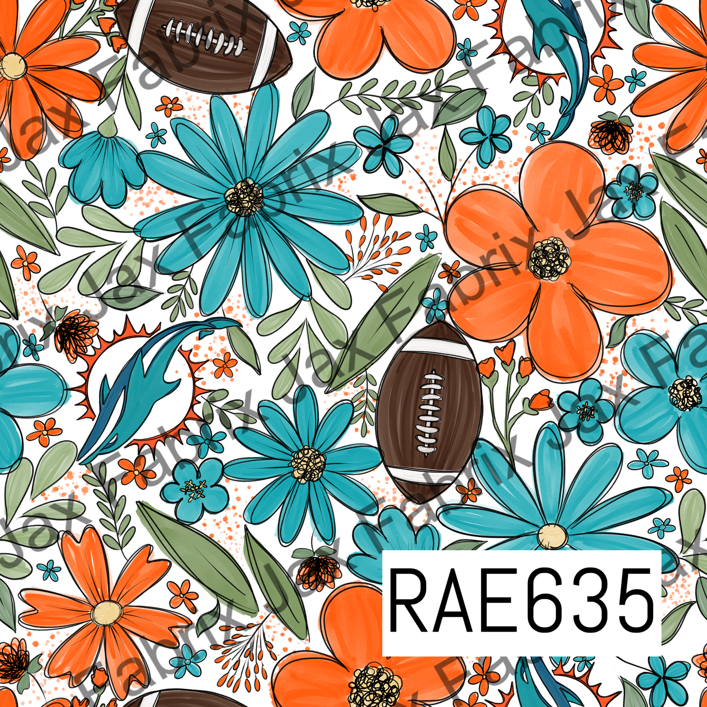 Dolphins Football Floral RAE635
