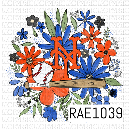 Mets Floral Baseball PNG RAE1039