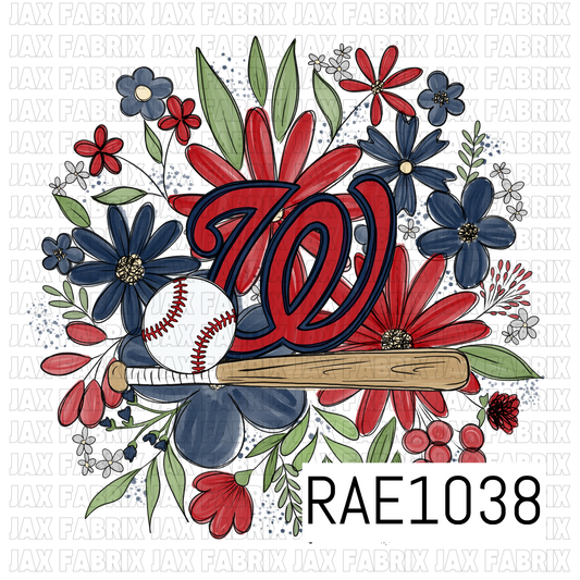 Nationals Floral Baseball PNG RAE1038