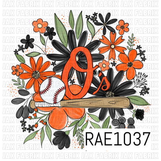 Orioles Floral Baseball PNG RAE1037