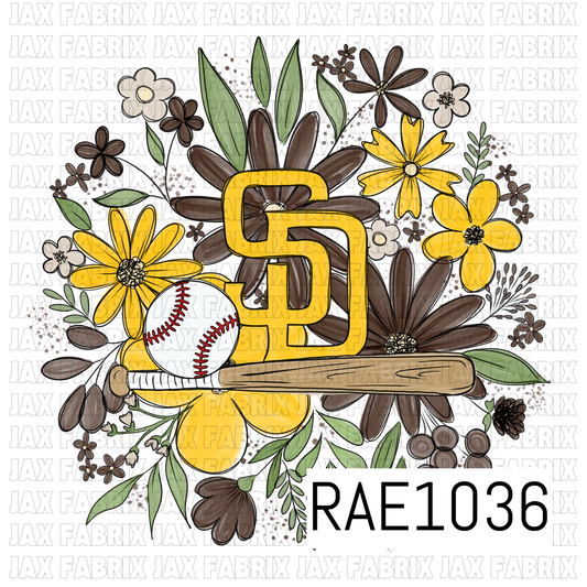 Padres Floral Baseball PNG RAE1036