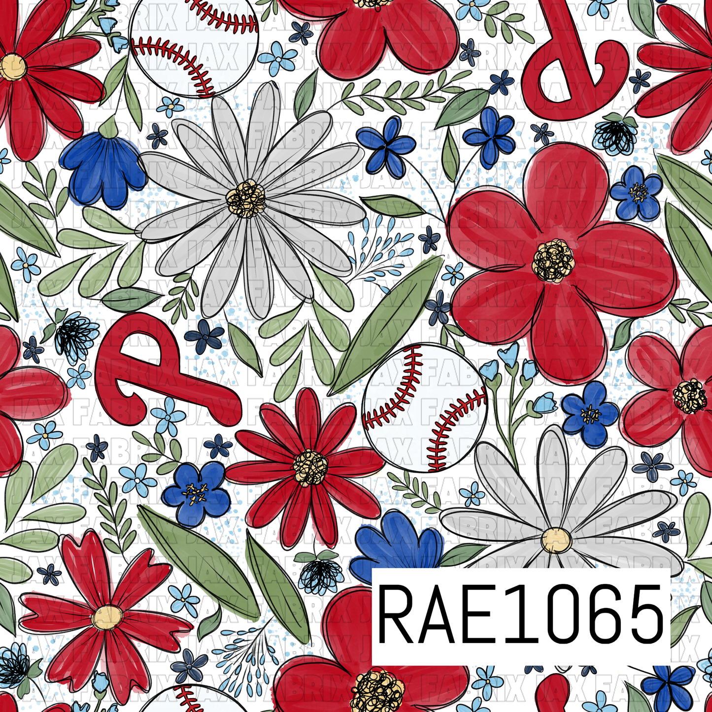 Phillies Floral Baseball RAE1065