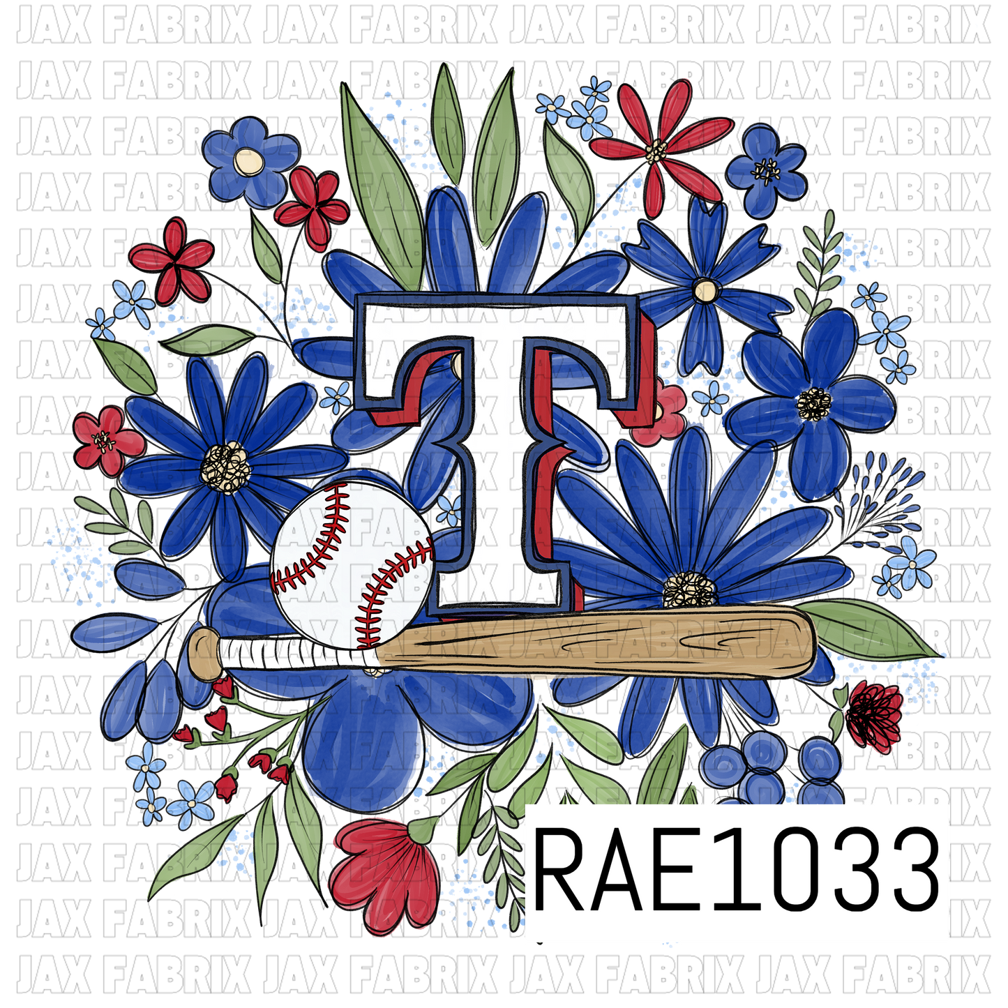 Rangers Floral Baseball PNG RAE1033