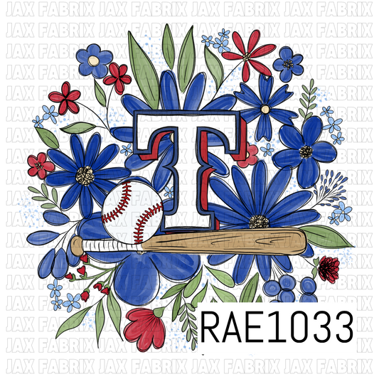 Rangers Floral Baseball PNG RAE1033