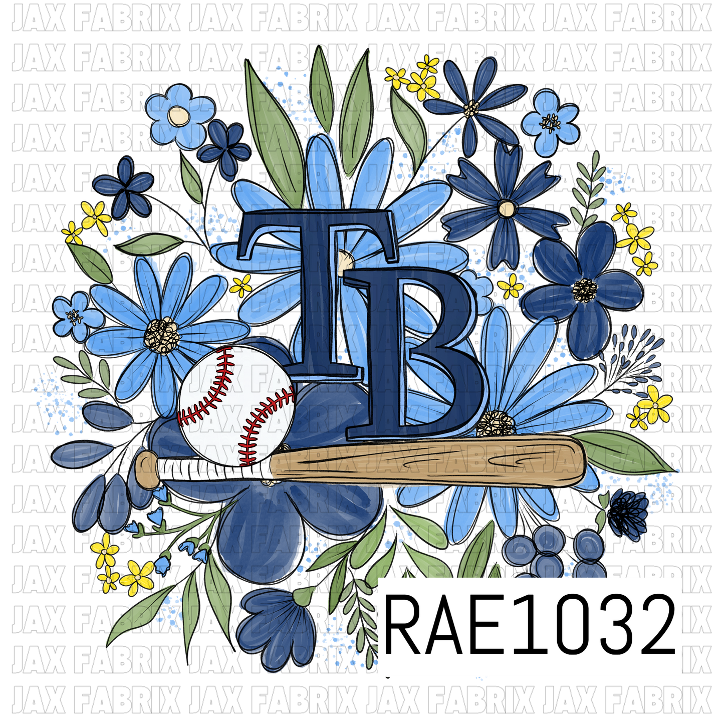 Rays Floral Baseball PNG RAE1032