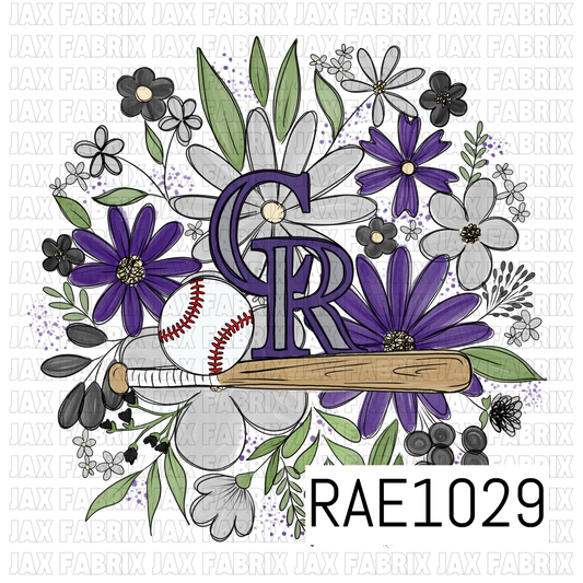 Rockies Floral Baseball PNG RAE1029