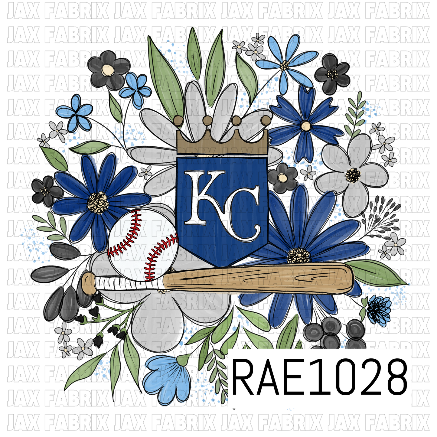 Royals Floral Baseball PNG RAE1028