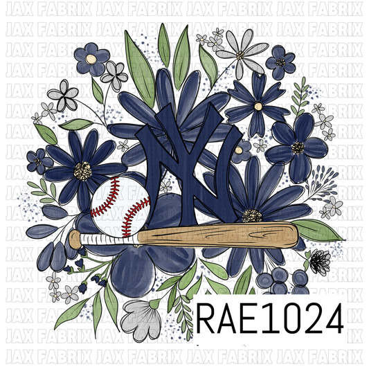 Yankees Floral Baseball PNG RAE1024