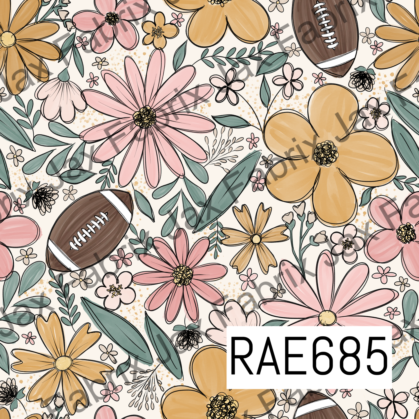Blush and Gold Football Floral RAE685