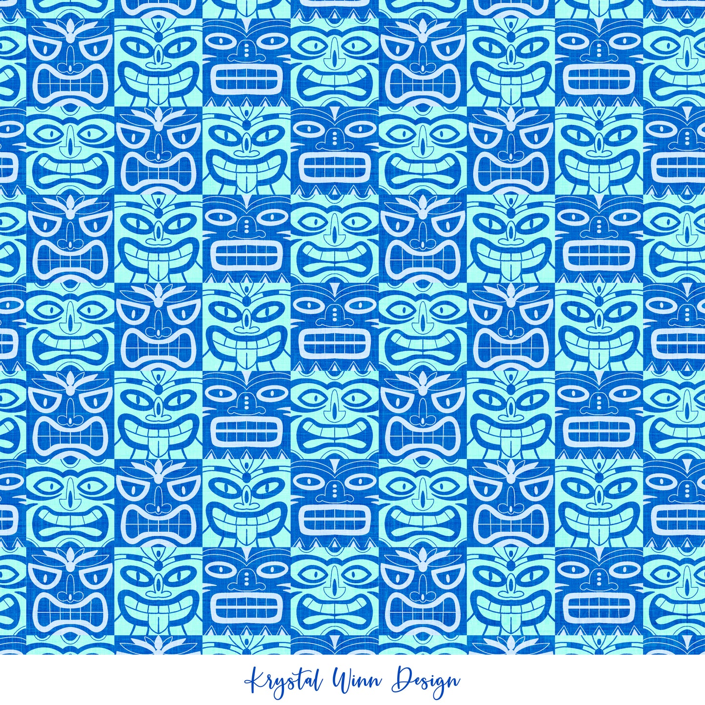 Aloha Tiki Check Blue KW796