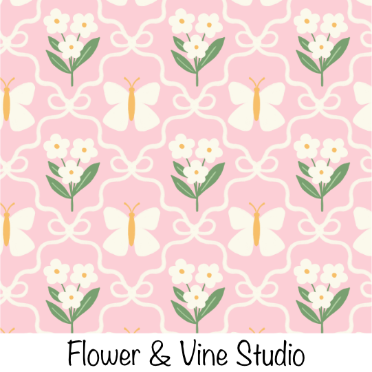Flower Butterfly Bows Light Pink