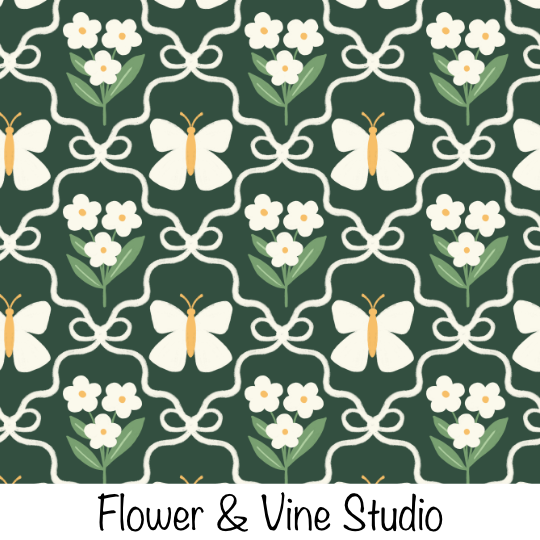 Flower Butterfly Bows Green