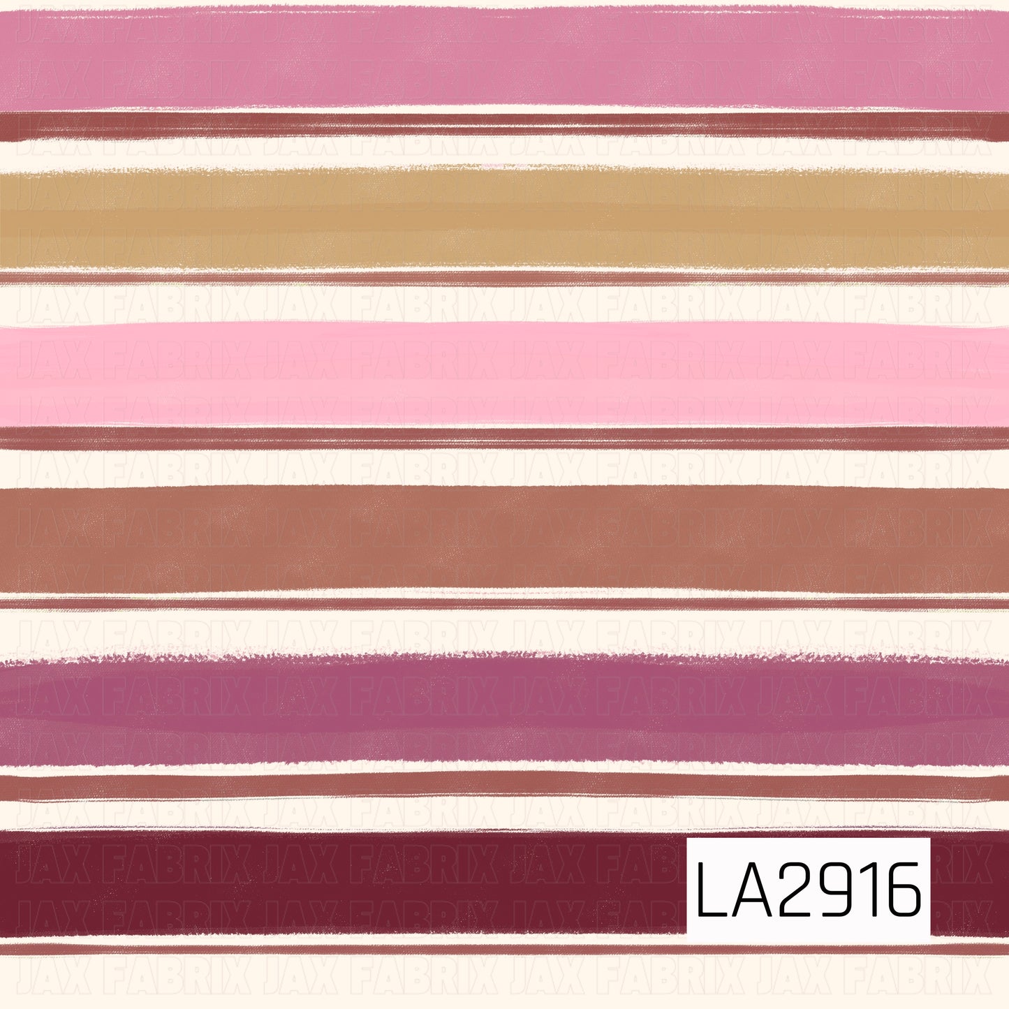 A watercolor stripe pattern featuring broad horizontal bands in berry, mauve, blush pink, caramel, and cream. Soft brushstroke textures and thin accent lines give the design a hand-painted, organic look, creating a warm and timeless coordinate with a cozy, classic feel.