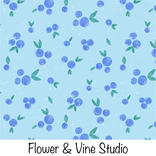 Blueberries on Dark Light Blue