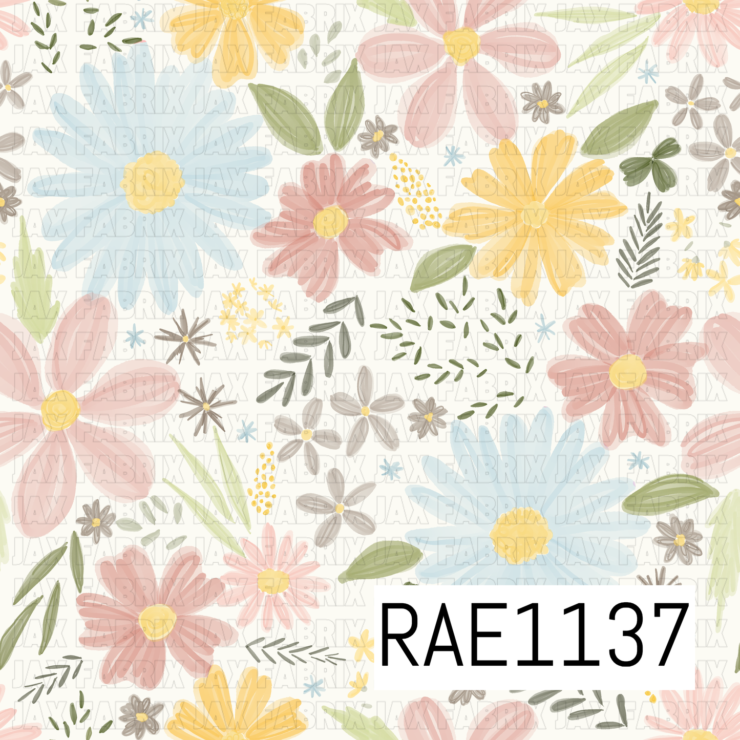 Blush Blue Yellow Spring Floral RAE1137
