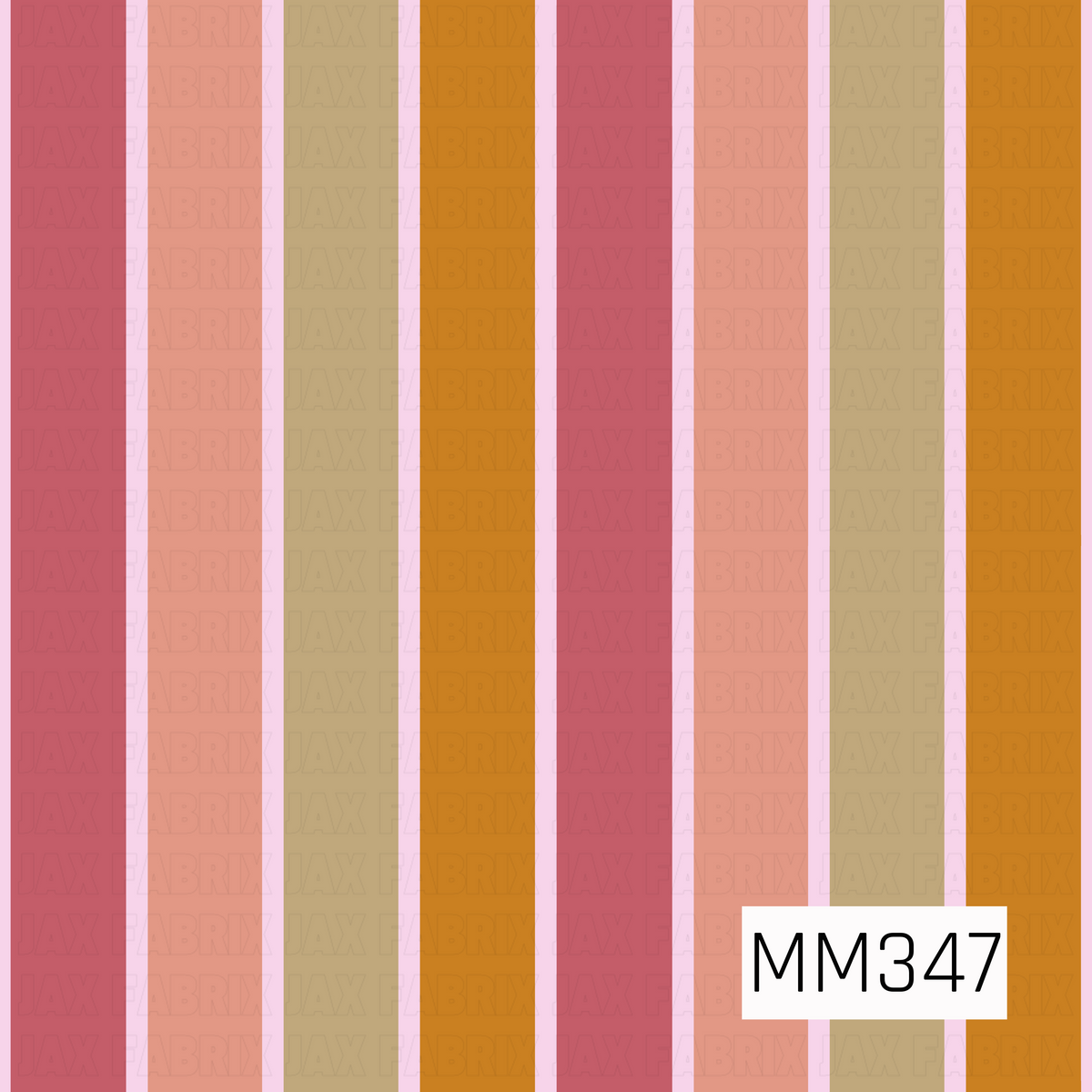 A vertical striped color swatch pattern with alternating bands of dusty rose, peach, beige, mustard yellow, and orange