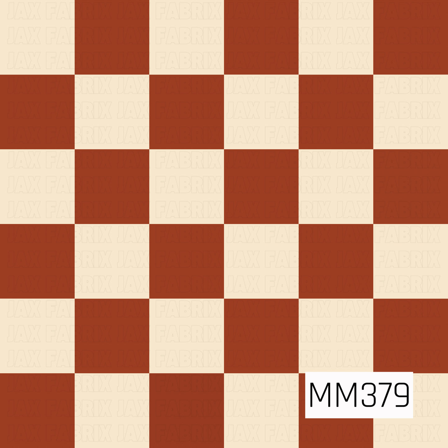 A classic oversized checker pattern featuring alternating warm rust and creamy ivory squares. The rich earthy color palette gives it a cozy, retro-inspired fall look.