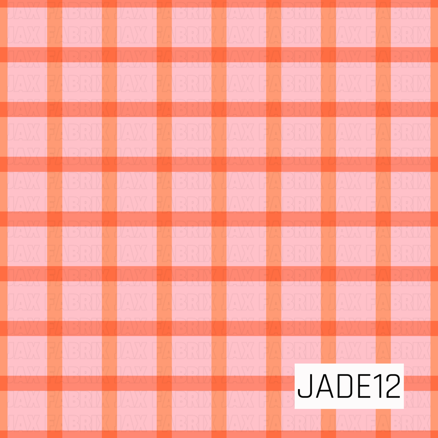 A soft pink and orange plaid featuring blush pink squares layered with warm coral and peach intersecting lines. This cheerful gingham-inspired coordinate offers a sweet, vintage feel, making it perfect for spring, summer, and everyday sewing projects.