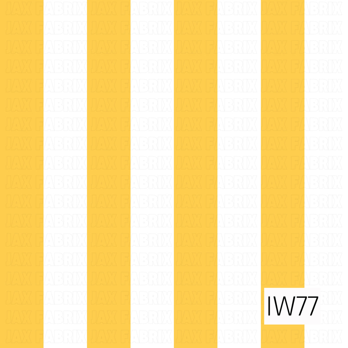 A bright and cheerful vertical stripe pattern featuring wide, evenly spaced golden yellow and crisp white stripes. The bold, clean lines create a classic cabana-inspired design with a sunny, playful feel, perfect for spring and summer projects.