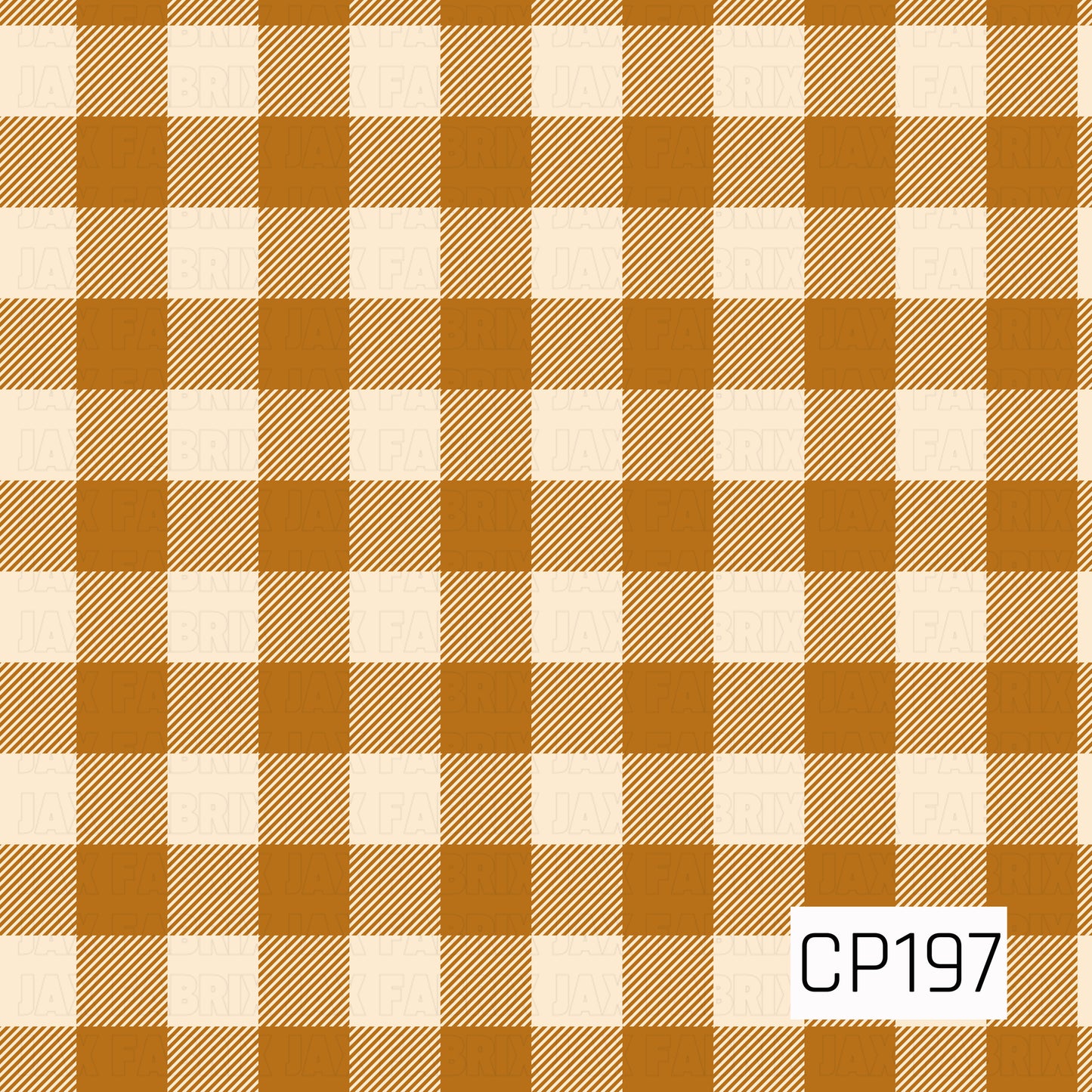 A seamless gingham pattern featuring warm golden brown and soft cream squares with alternating diagonal stripe details. The classic buffalo check design has a cozy autumn-inspired color palette, creating a timeless look that pairs beautifully with seasonal, farmhouse, and rustic-themed designs.