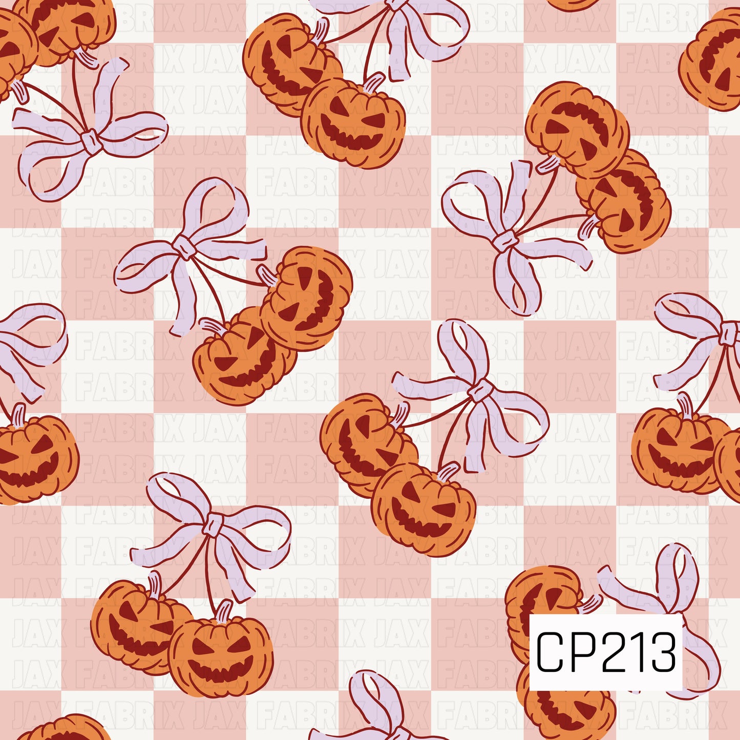 CP213 - Pink Ribbon Pumpkins Pink Check