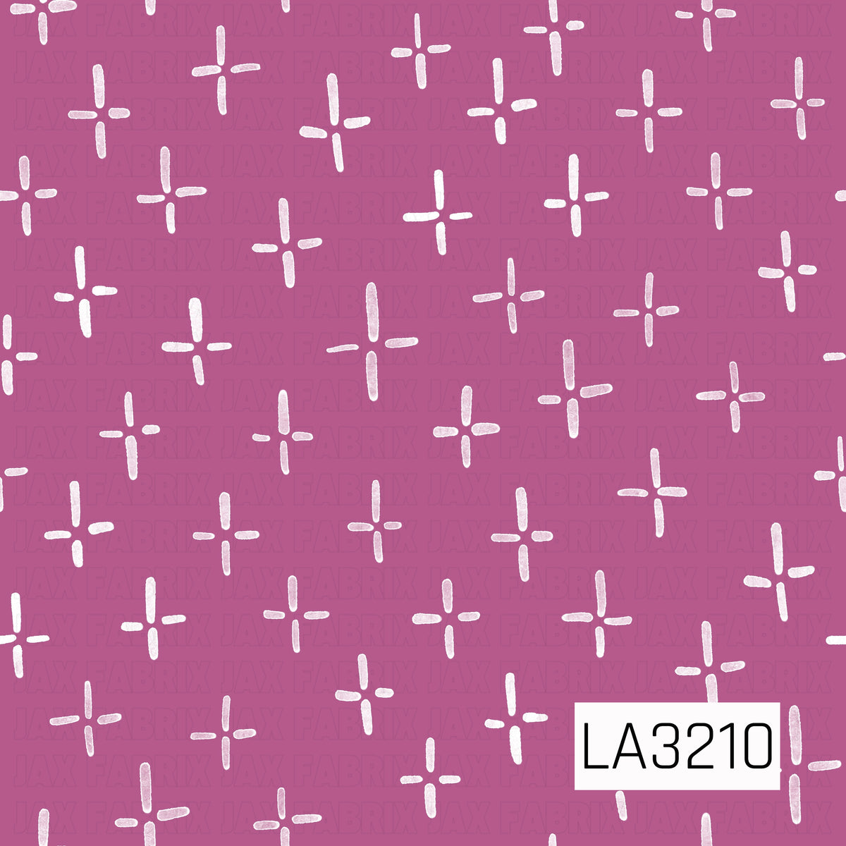 A simple hand-drawn cross pattern featuring scattered white crosses on a rich fuchsia pink background. The slightly uneven, painted texture gives the design a soft, playful handmade feel.