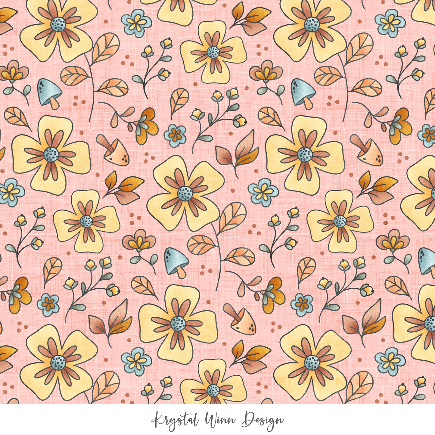 Candy Corn Harvest Floral Pink KW961