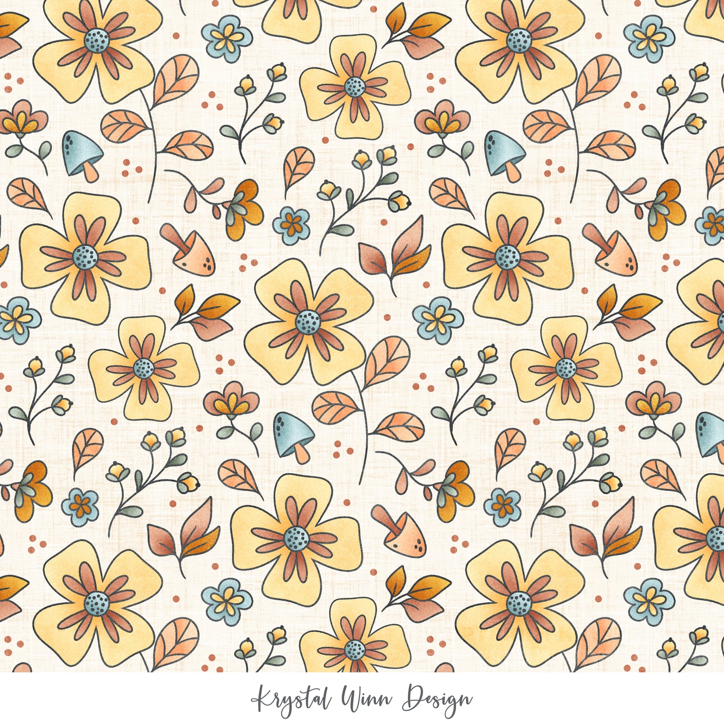 Candy Corn Harvest Floral White KW959