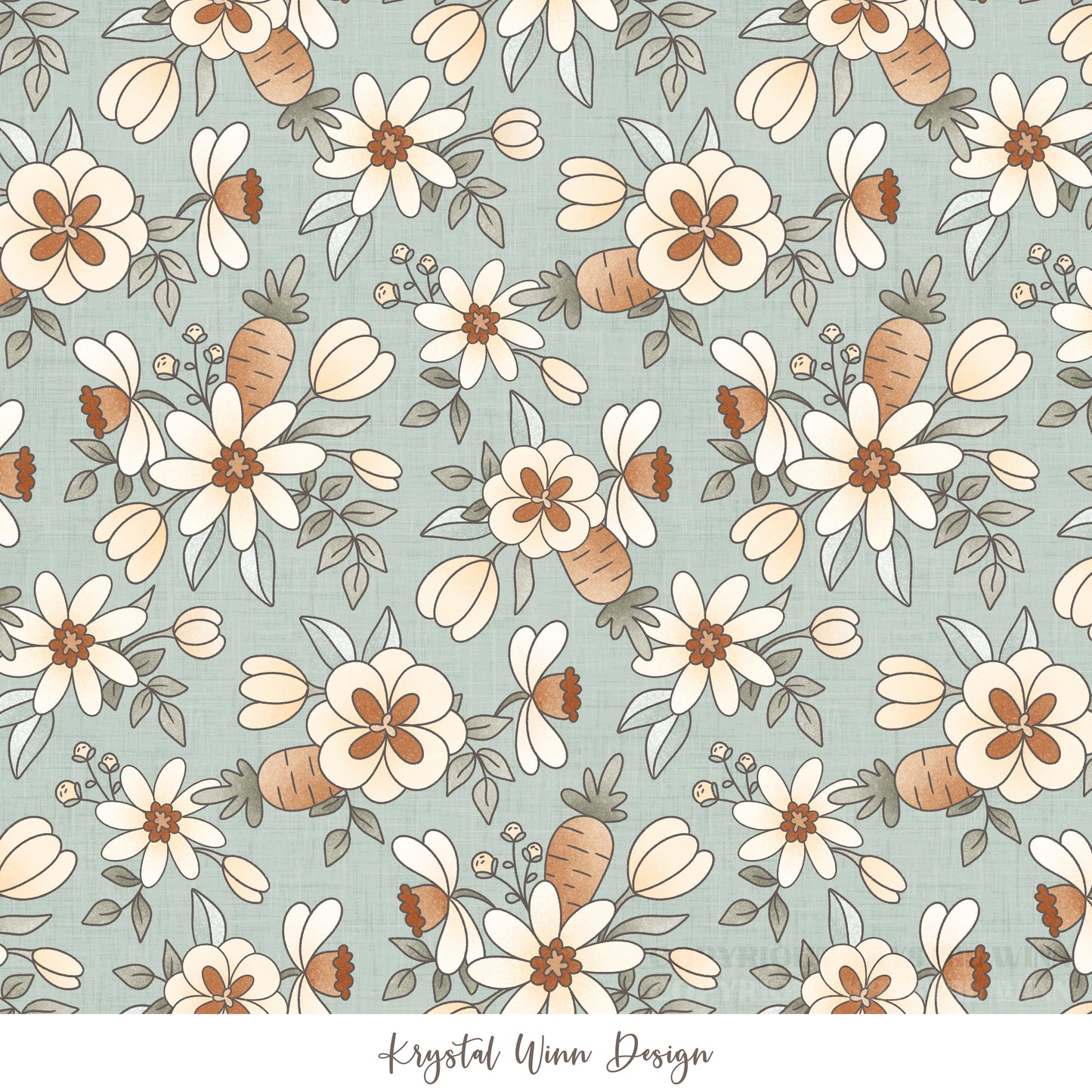 Carrot Farm Floral Mint KW674