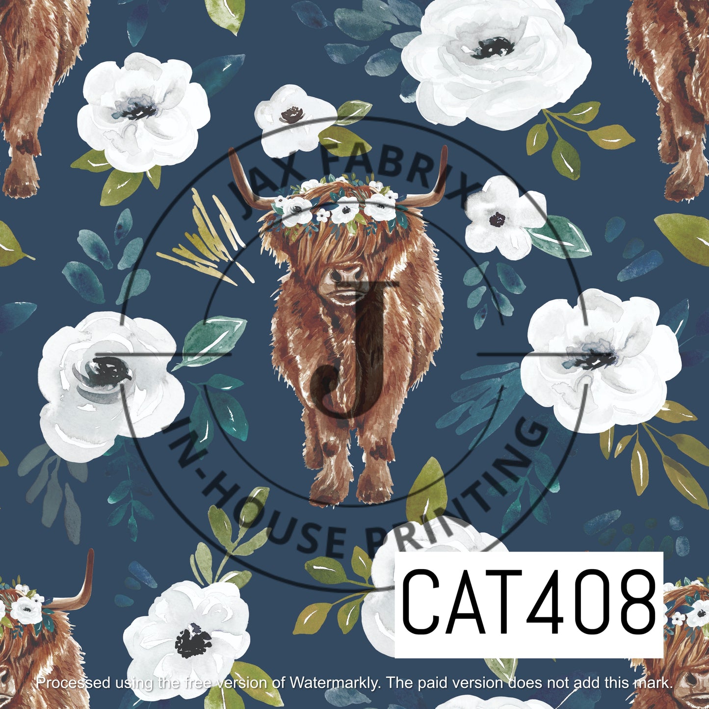 Avaleigh Highland Cow Navy CAR408