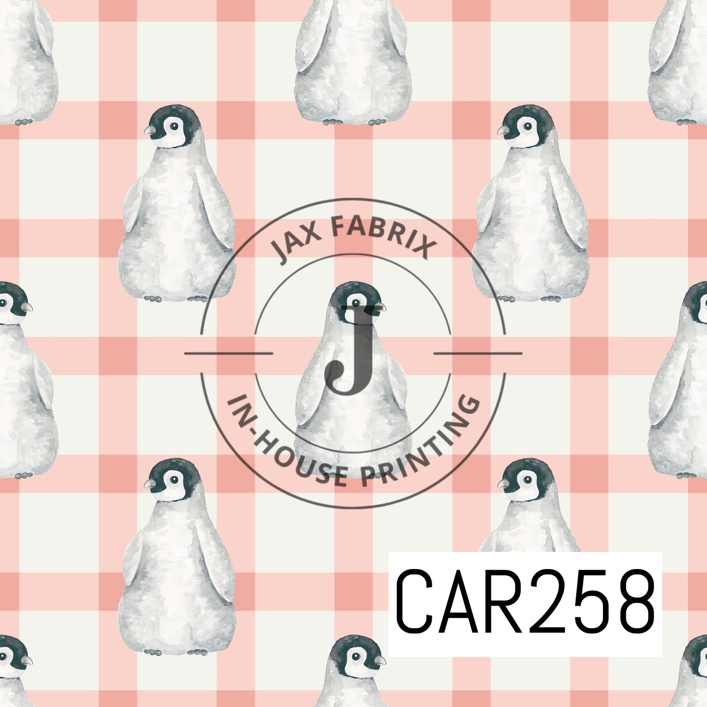 Forest and Friends Pink Plaid Penguins CAR258