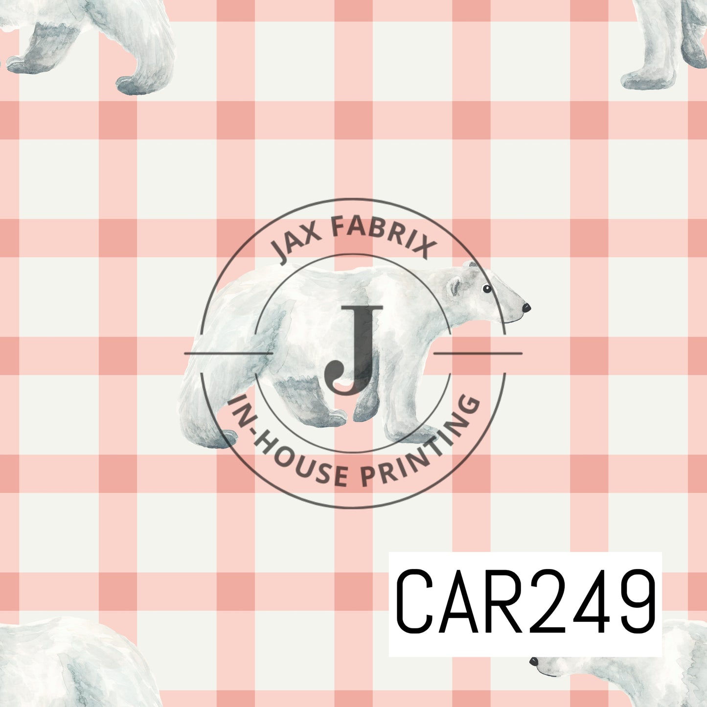 Forest and Friends Plaid Polar Bear Pink CAR249