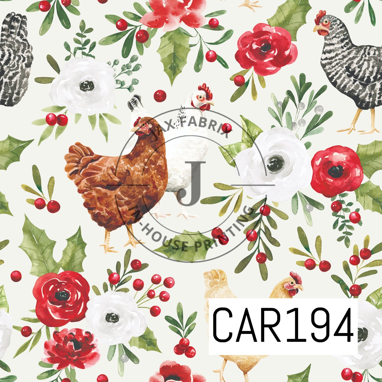 Holly And Pine Chicken Floral Cream CAR194