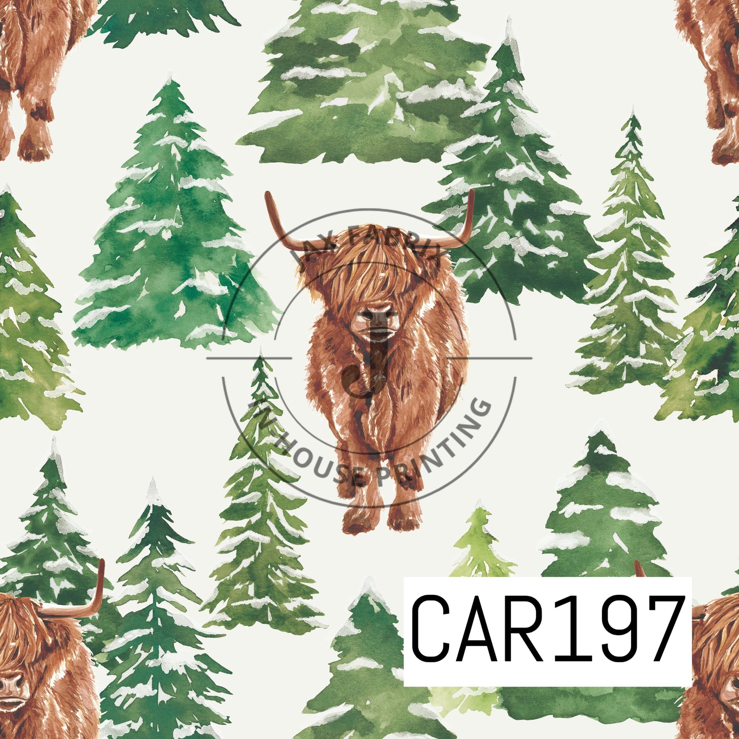 Holly And Pine Highland Cow CAR197