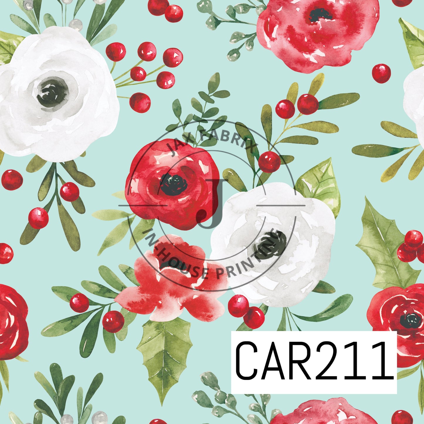 Holly And Pine Winter Floral Blue CAR211
