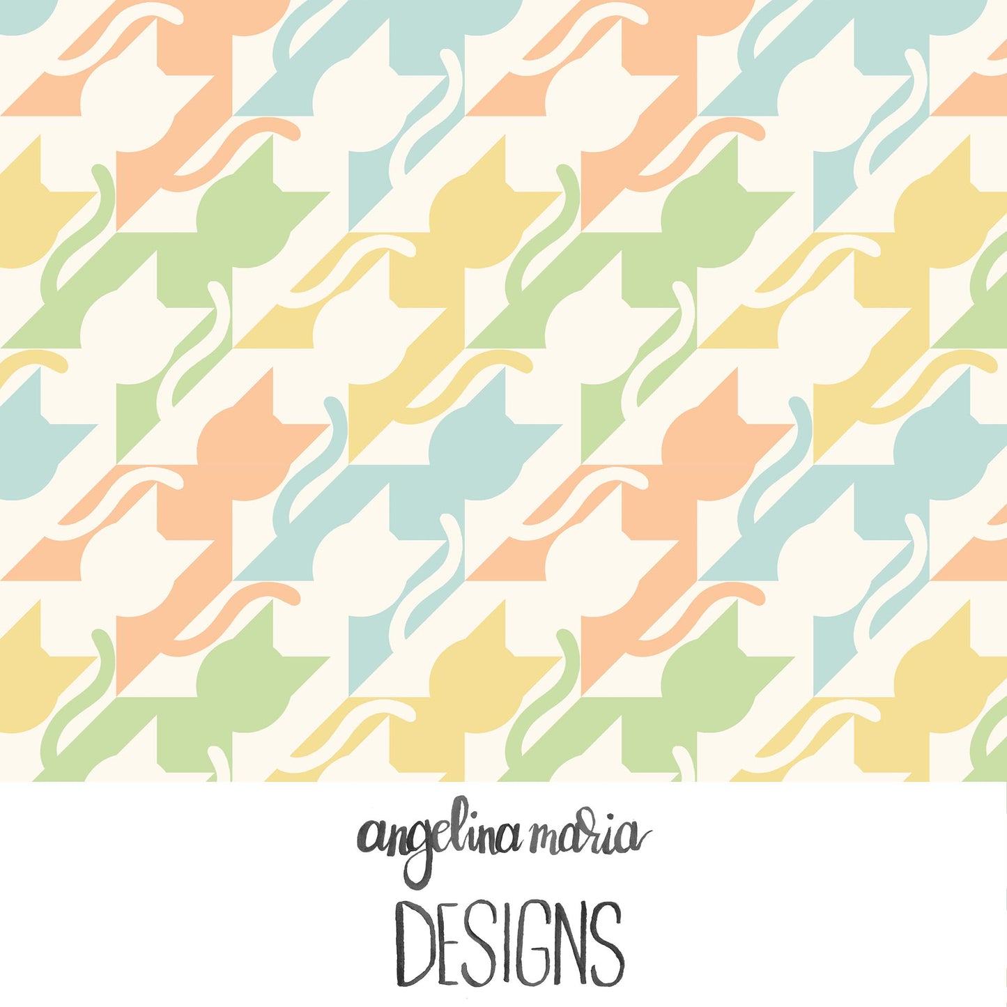 Whiskers And Bloom Catstooth Soft Spring on Cream SAMD349