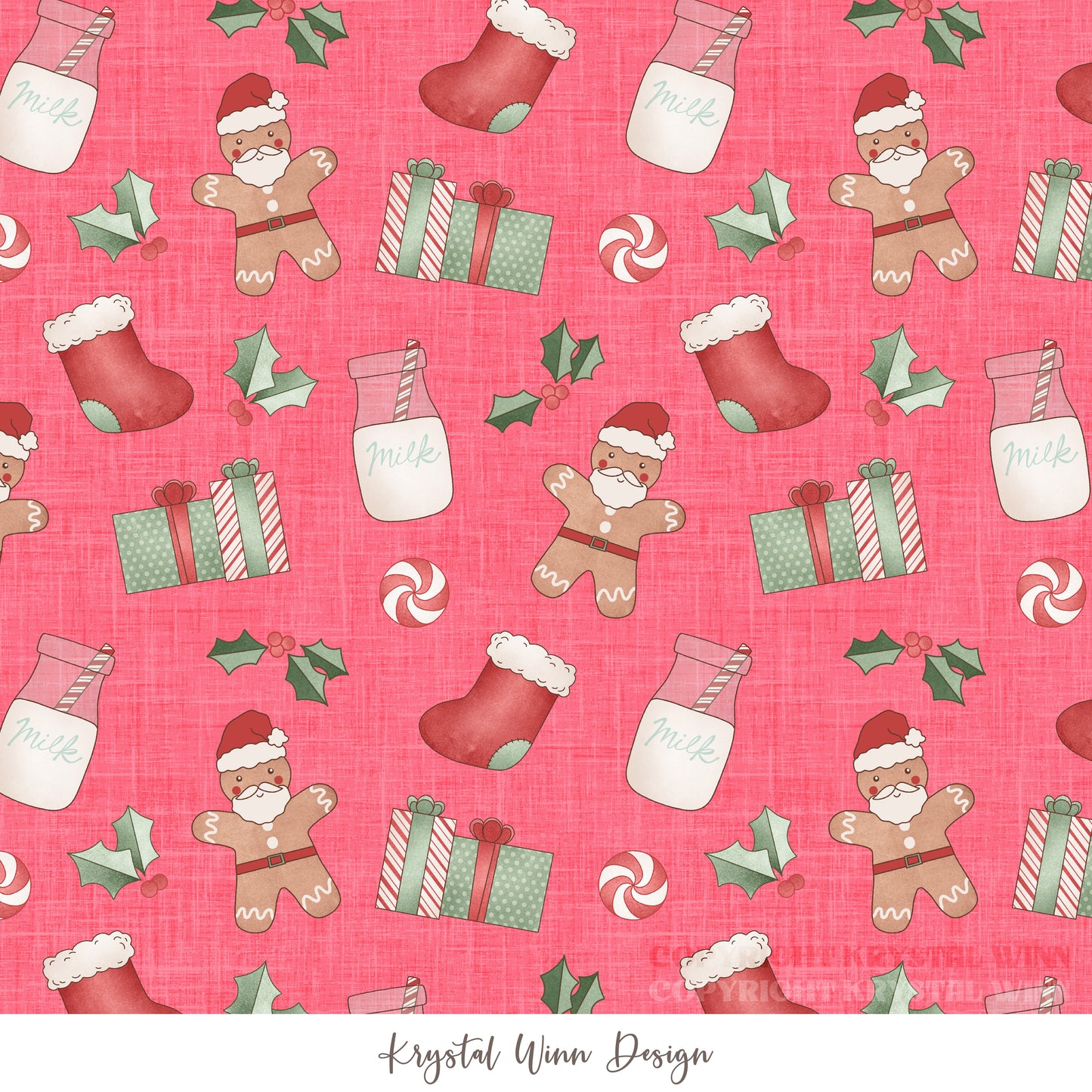 Christmas Cookie Santas Hot Pink KW1343