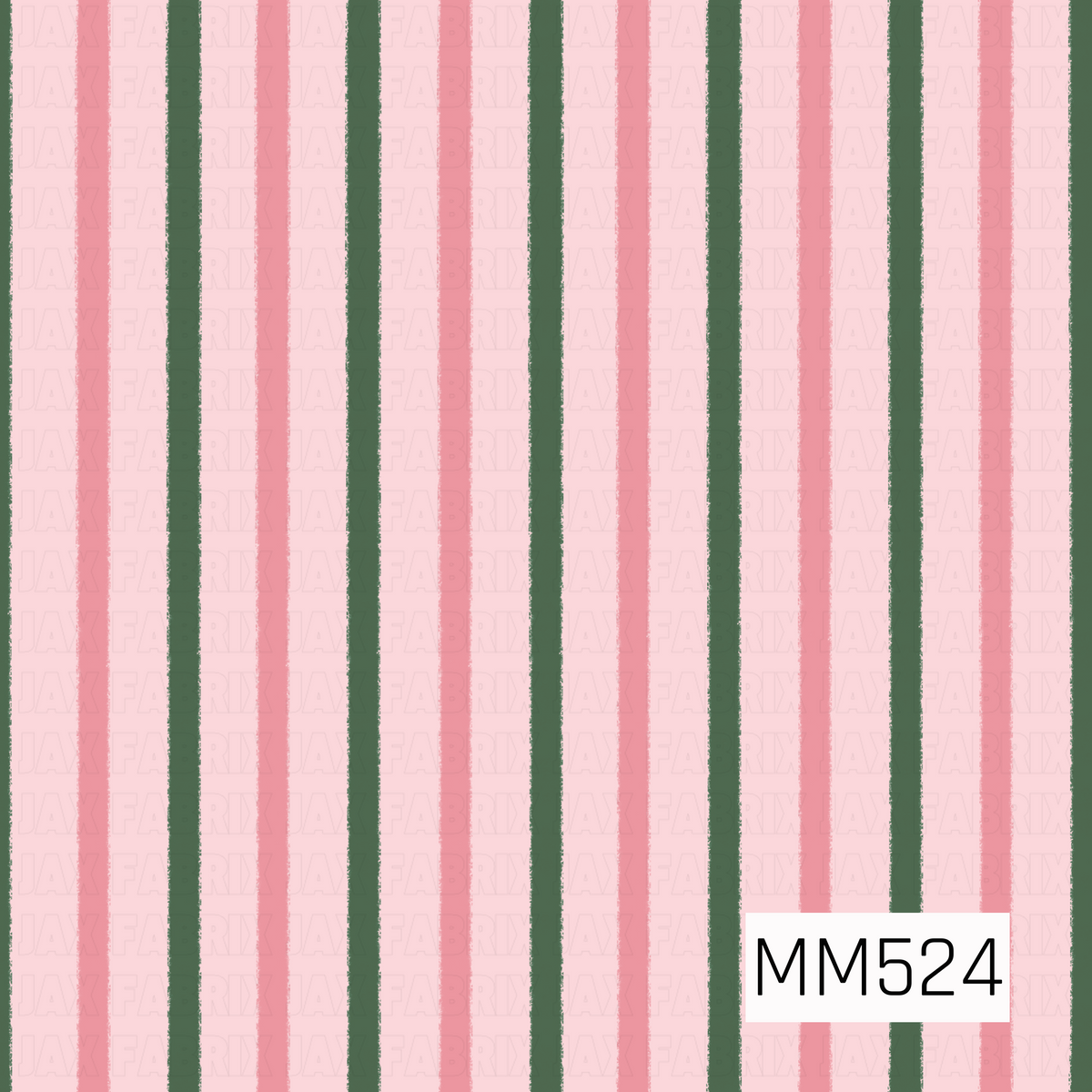 A charming striped pattern featuring alternating vertical stripes in deep forest green and dusty rose pink against a soft blush pink background. Each stripe has slightly uneven, feathered edges with a subtle hand-painted texture, creating a cozy, rustic appearance. The combination of muted pinks and rich green gives this classic repeating stripe design a sweet, whimsical feel with a festive holiday touch.