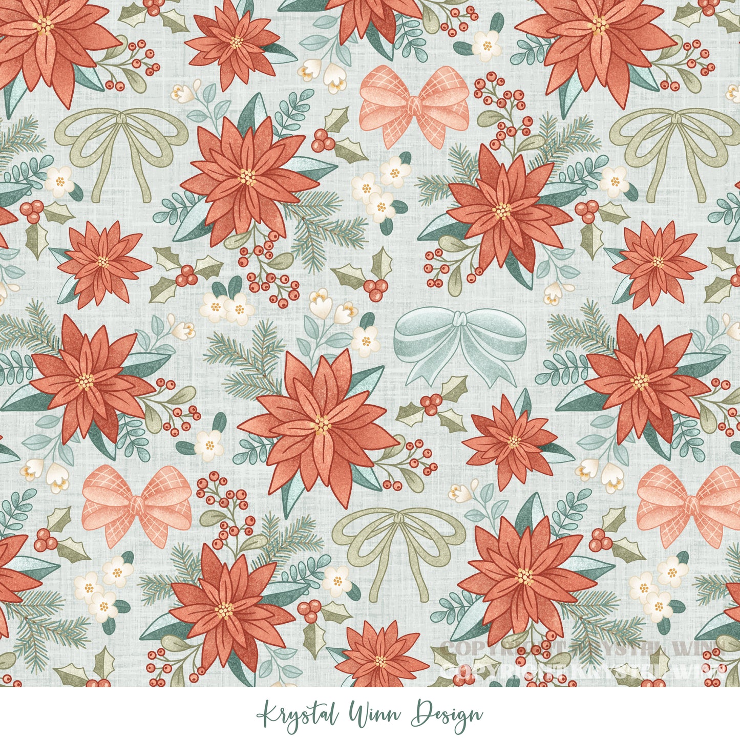 Dear Santa Bow Floral Mint KW1385