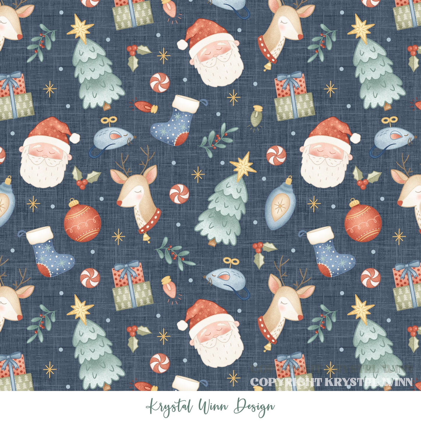 Dear Santa Night Before Christmas Navy KW1391