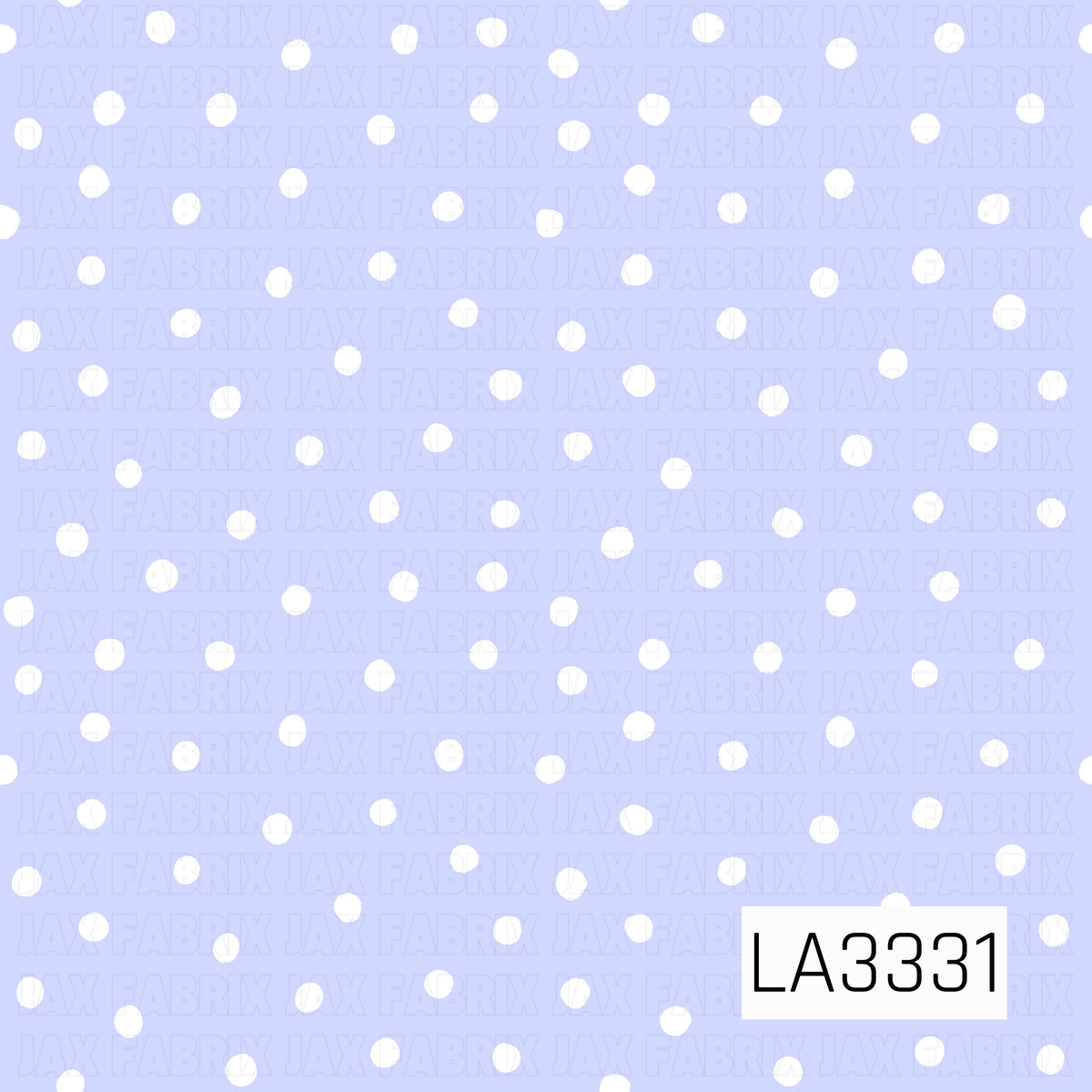 A sweet polka dot pattern featuring scattered white dots on a soft lavender purple background. The slightly imperfect, hand-painted dots give the design a playful, whimsical feel.