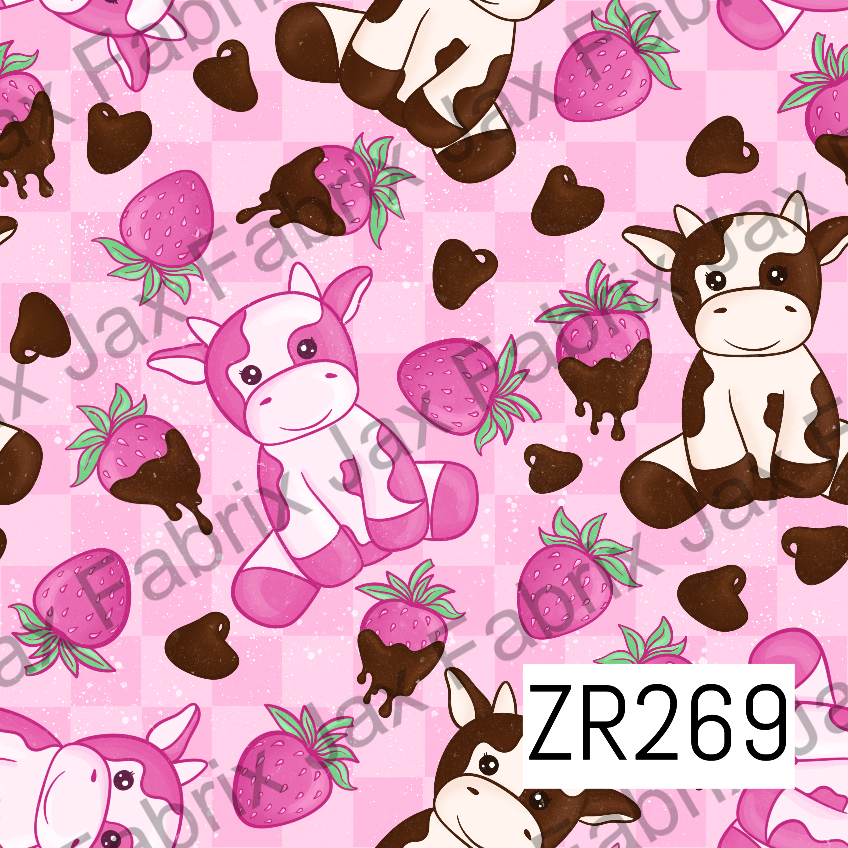 Cute Strawberry Cow Print Kawaii Aesthetic Pattern Poster