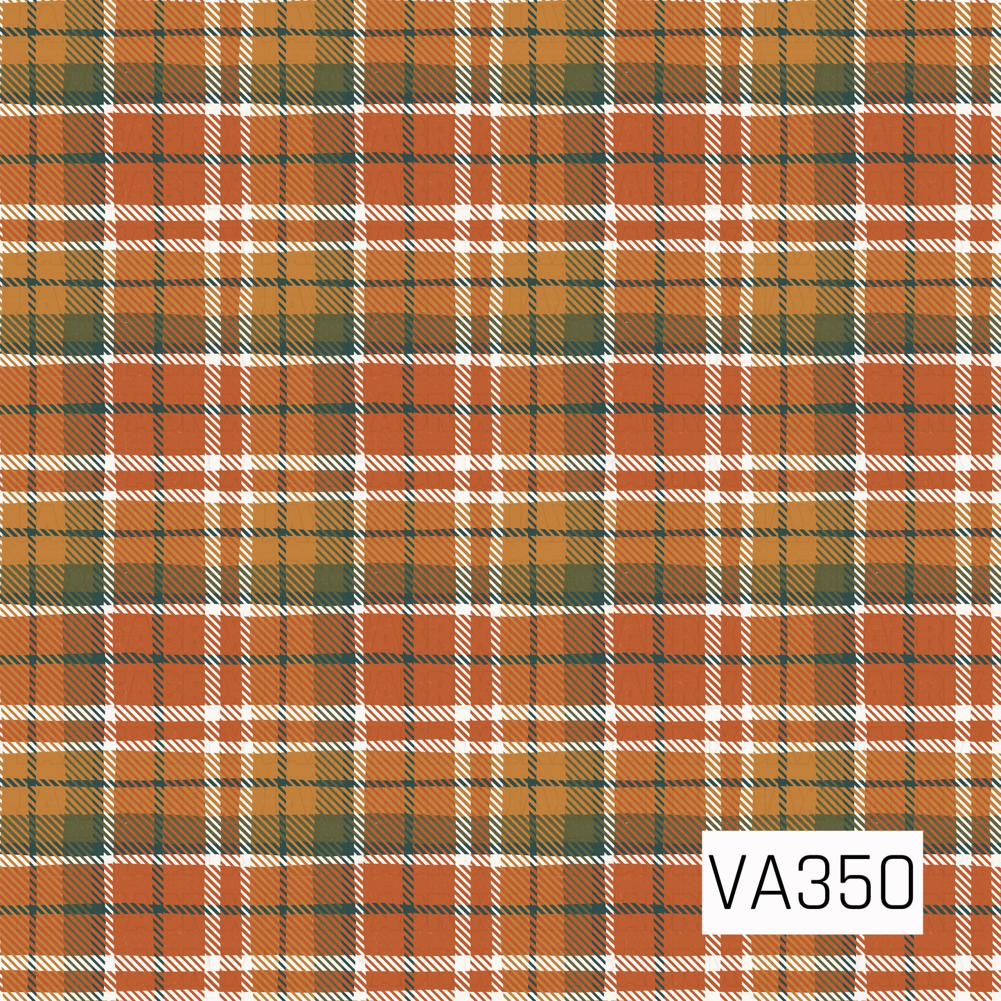 A classic fall plaid featuring warm shades of pumpkin orange, mustard gold, olive green, cream, and deep charcoal. The timeless crisscross pattern adds a cozy autumn feel, making it a versatile coordinate for seasonal sewing and crafting projects.