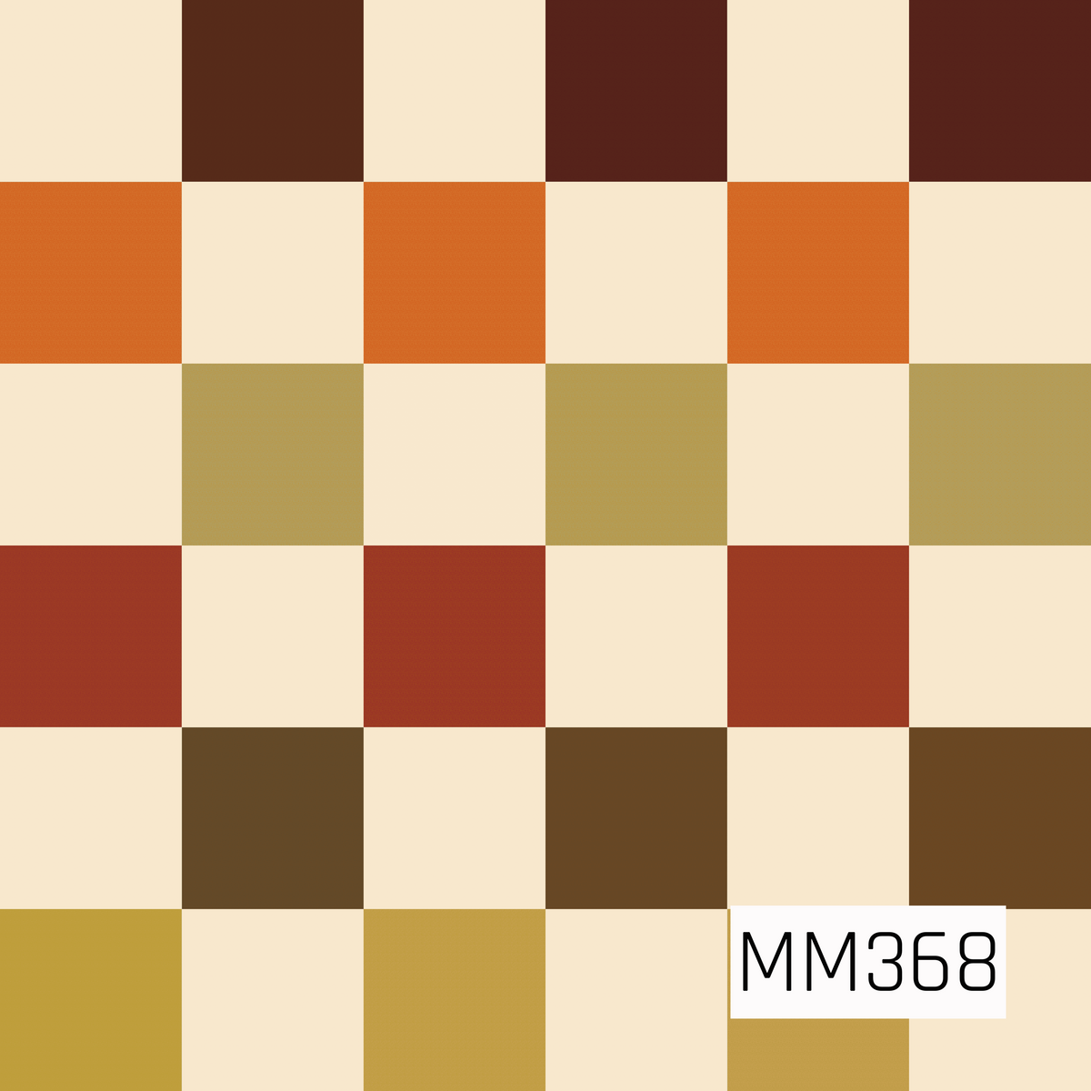 A warm fall-inspired seamless checkerboard pattern featuring alternating cream squares with rich shades of chocolate brown, burnt orange, rust, mustard, and golden olive. The earthy retro palette gives this classic check design a cozy autumn feel.
